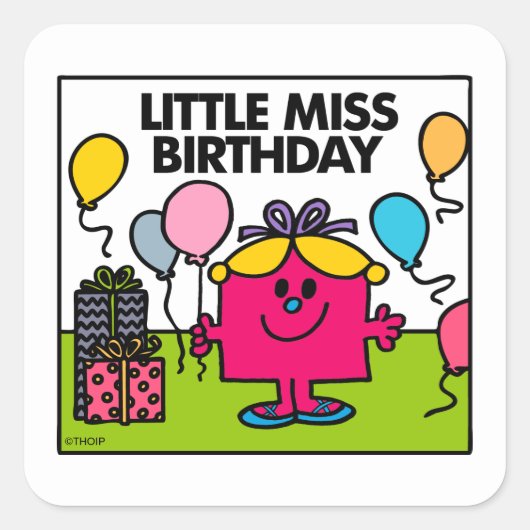 Little Miss Birthday | Cadeaus en ballonnen Vierkante Sticker (Voorkant)