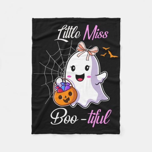 Little Miss Boo-tiful Funny Schattige Halloween Ko Fleece Deken (Voorkant)