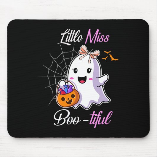 Little Miss Boo-tiful Funny Schattige Halloween Ko Muismat (Voorkant)
