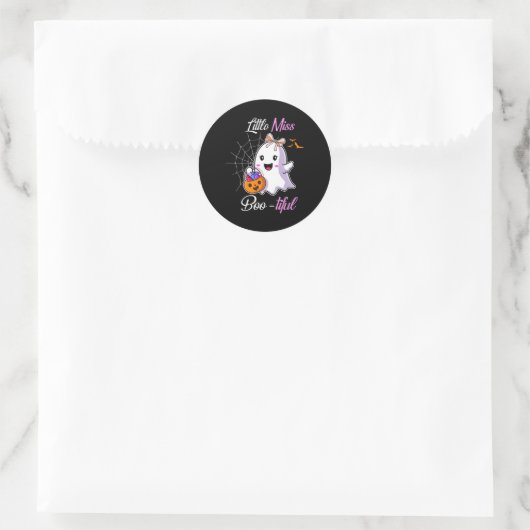 Little Miss Boo-tiful Funny Schattige Halloween Ko Ronde Sticker (Tas)