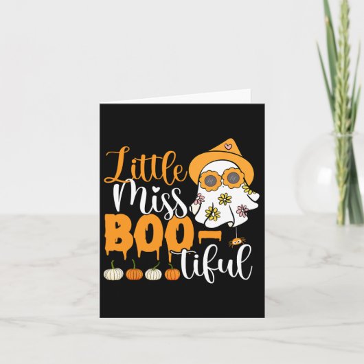 Little Miss Boo-tiful Schattige Boo Ghost Hallowee Kaart (Voorkant)