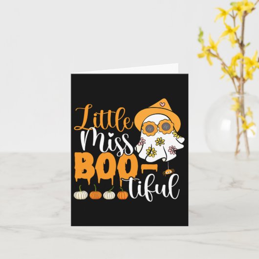 Little Miss Boo-tiful Schattige Boo Ghost Hallowee Kaart (Gele Bloem)