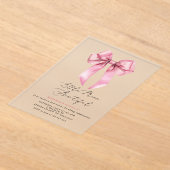 Little Miss Botwful Pink Bow meisje Verjaardag Acryl Uitnodigingen (Laagn)