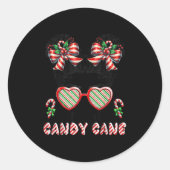 Little Miss Candy Cane Christmas Messy Bun Toddler Ronde Sticker (Voorkant)