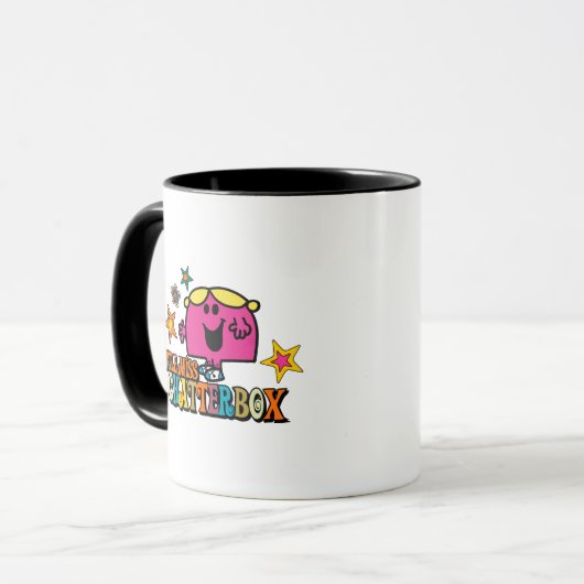 Little Miss Chatterbox en kleurrijke sterren Mok (Voorkant links)