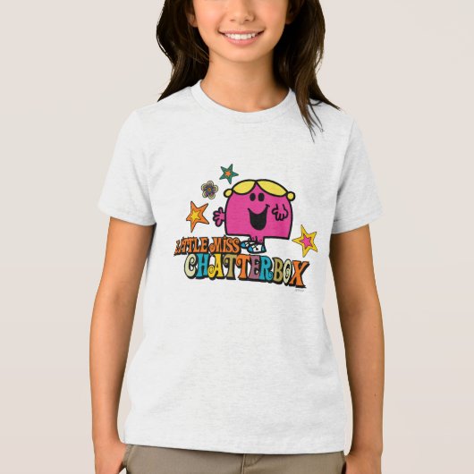 Little Miss Chatterbox en kleurrijke sterren Tri-Blend Shirt (Voorkant)