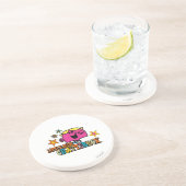 Little Miss Chatterbox en kleurrijke sterren Zandsteen Onderzetter (Zijkant)