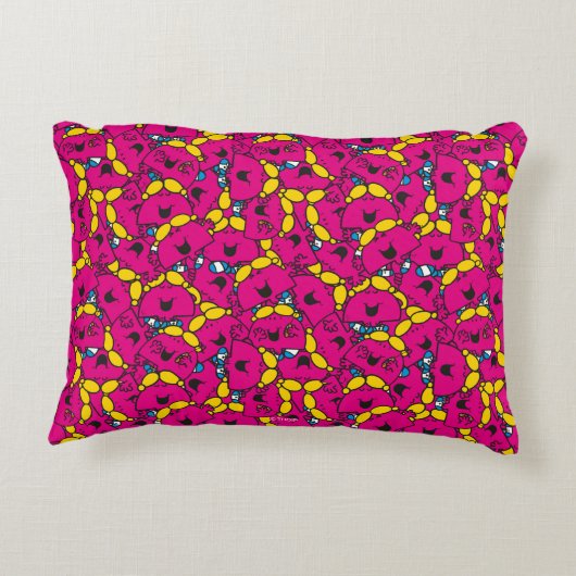 Little Miss Chatterbox | Helder roze patroon Decoratief Kussen (Achterkant)