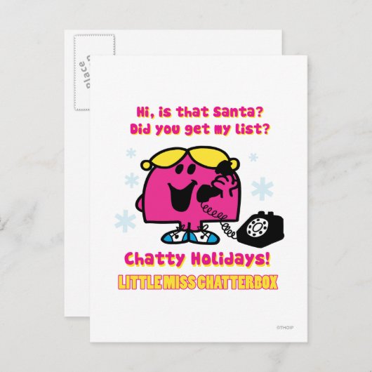 Little Miss Chatterbox Kerstwensen Feestdagenkaart (Voorkant / Achterkant)