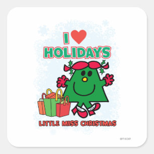 Little Miss Christmas   Ik hou van Feestdagen Vierkante Sticker