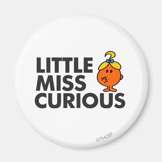 Little Miss Curious | Zwarte briefing Magneet (Voorkant)