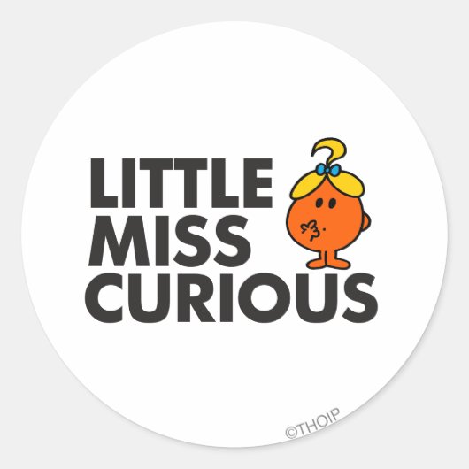 Little Miss Curious | Zwarte briefing Ronde Sticker (Voorkant)