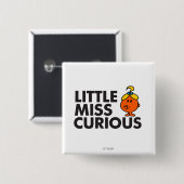 Little Miss Curious | Zwarte briefing Vierkante Button 5,1 Cm (Voorkant /achterkant)