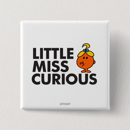 Little Miss Curious | Zwarte briefing Vierkante Button 5,1 Cm (Voorkant)