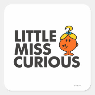 Little Miss Curious Zwarte briefing Vierkante Sticker