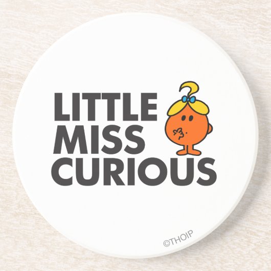 Little Miss Curious | Zwarte briefing Zandsteen Onderzetter (Voorkant)