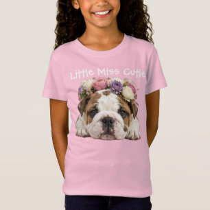 LITTLE MISS CUTIE ENGELSE BULLDOG MEISJES T-SHIRT