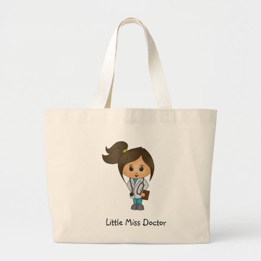 Little Miss Doctor - Cute Brunette Grote Tote Bag (Voorkant)
