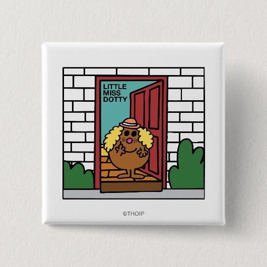 Little Miss Dotty | Open deur Vierkante Button 5,1 Cm (Voorkant)