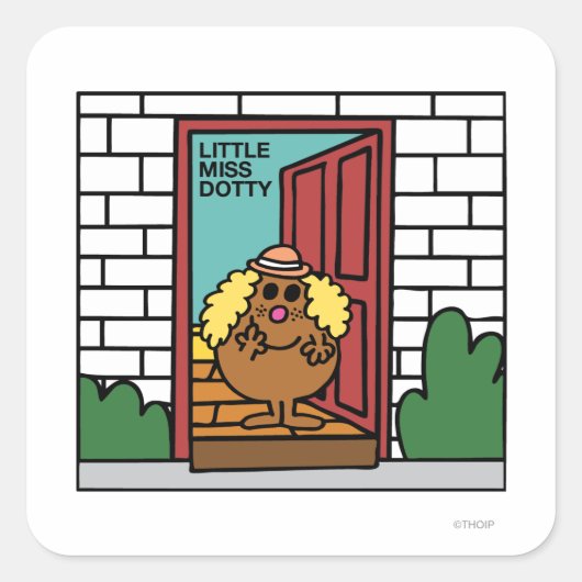 Little Miss Dotty | Open deur Vierkante Sticker (Voorkant)