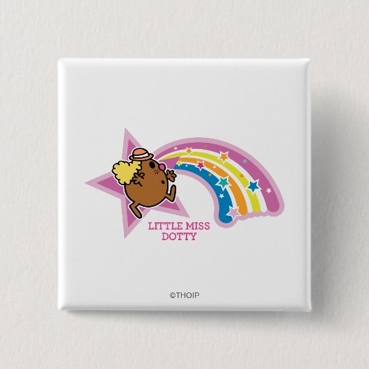 Little Miss Dotty | Regenbogen achtervolgen Vierkante Button 5,1 Cm (Voorkant)