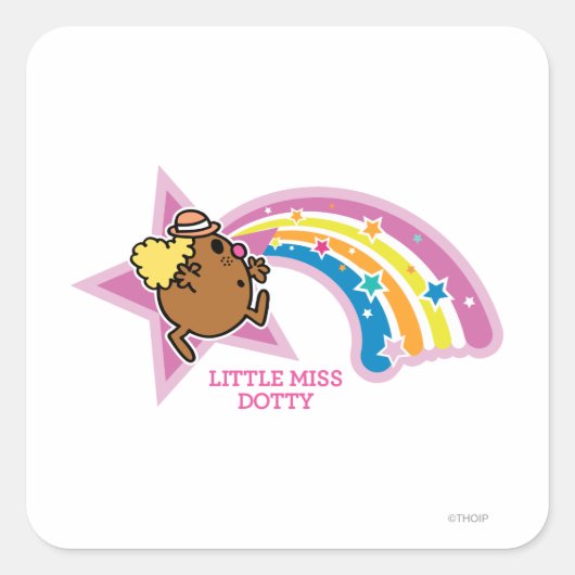 Little Miss Dotty | Regenbogen achtervolgen Vierkante Sticker (Voorkant)
