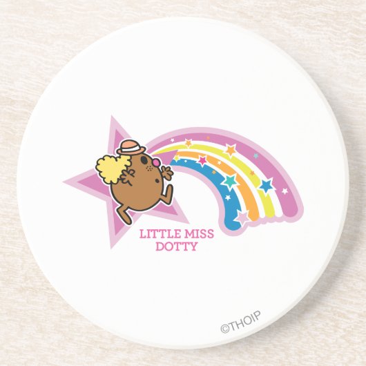 Little Miss Dotty | Regenbogen achtervolgen Zandsteen Onderzetter (Voorkant)