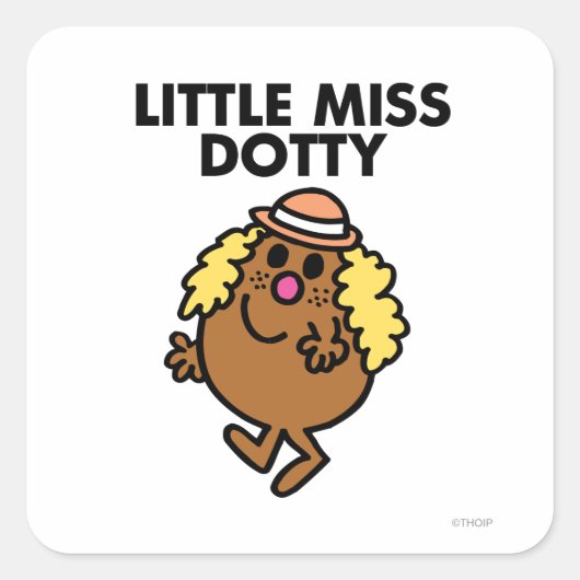 Little Miss Dotty Waving Vierkante Sticker (Voorkant)