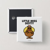 Little Miss Dotty | zwarte belettering Vierkante Button 5,1 Cm (Voorkant /achterkant)