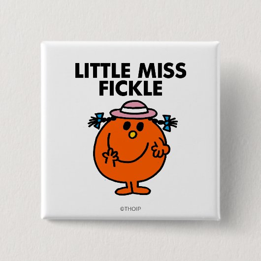 Little Miss Fickle | zwarte belettering Vierkante Button 5,1 Cm (Voorkant)