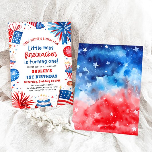 Little Miss Firecracker 4th van 1 juli Verjaardag Kaart