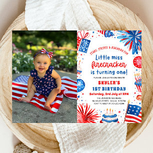 Little Miss Firecracker 4th van 1 juli Verjaardag Kaart