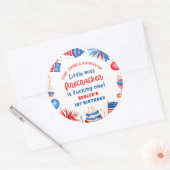Little Miss Firecracker 4th van 1 juli Verjaardag Ronde Sticker (Envelop)