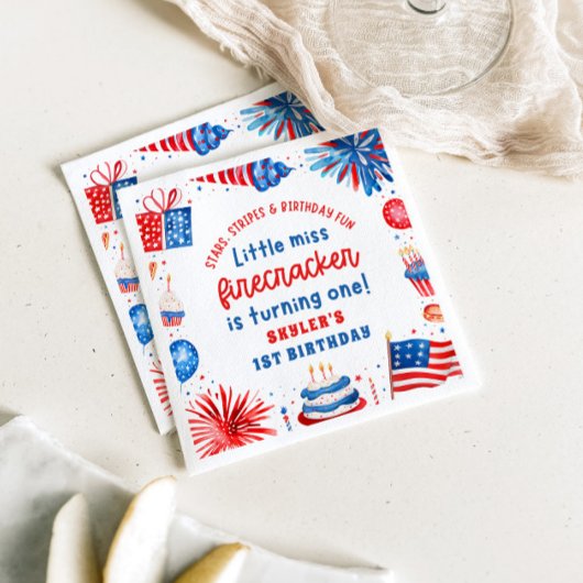 Little Miss Firecracker 4th van 1 juli Verjaardag Servet