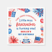 Little Miss Firecracker 4th van 1 juli Verjaardag Servet (Voorkant)