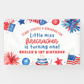 Little Miss Firecracker 4th van 1 juli Verjaardag Spandoek (Horizontaal)
