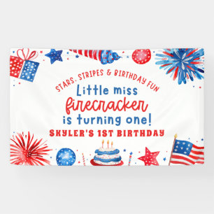 Little Miss Firecracker 4th van 1 juli Verjaardag Spandoek