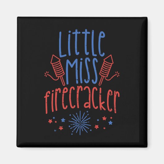Little Miss Firecracker Grappig 4th of July Patrio Magneet (Voorkant)
