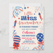 Little Miss Firecracker Patriottische Verjaardag Kaart (Voorkant)