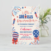 Little Miss Firecracker Patriottische Verjaardag Kaart (Staand voorkant)