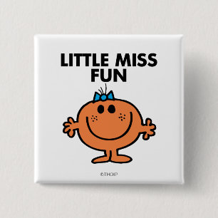 Little Miss Fun zwarte belettering Vierkante Button 5,1 Cm