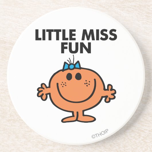 Little Miss Fun | zwarte belettering Zandsteen Onderzetter (Voorkant)
