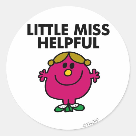 Little Miss Helpful Classic Ronde Sticker (Voorkant)
