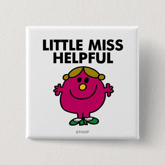 Little Miss Helpful Classic Vierkante Button 5,1 Cm (Voorkant)