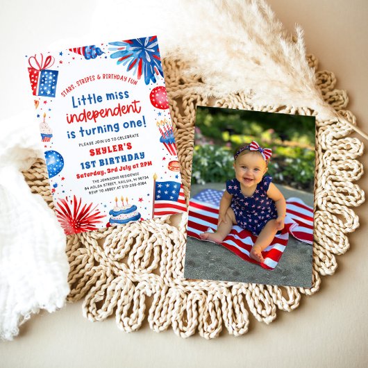 Little Miss Independent 4th van 1 juli Verjaardag Kaart