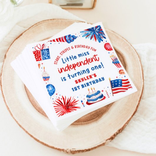 Little Miss Independent 4th van 1 juli Verjaardag Servet