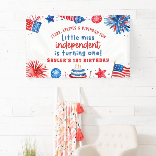 Little Miss Independent 4th van 1 juli Verjaardag Spandoek (Insitu)