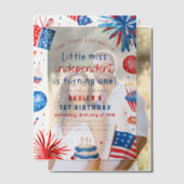 Little Miss Independent 4th van 1 juli Verjaardag Vellum Uitnodigingen (Offset (Koppel))