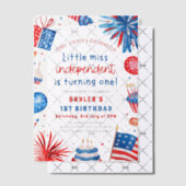Little Miss Independent 4th van 1 juli Verjaardag Vellum Uitnodigingen (Offset (Uitnodiging))