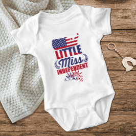 Little Miss Independent Red White Blue jul Girl Romper